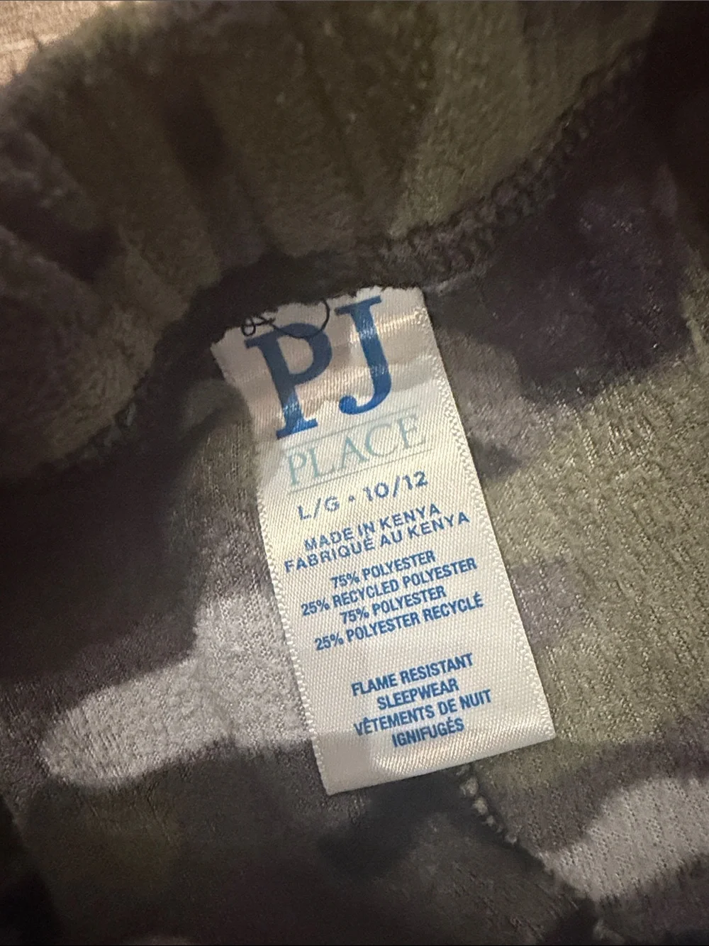 The Children's Place Olive, Gray & Black Camo Pajama Bottoms (LR)